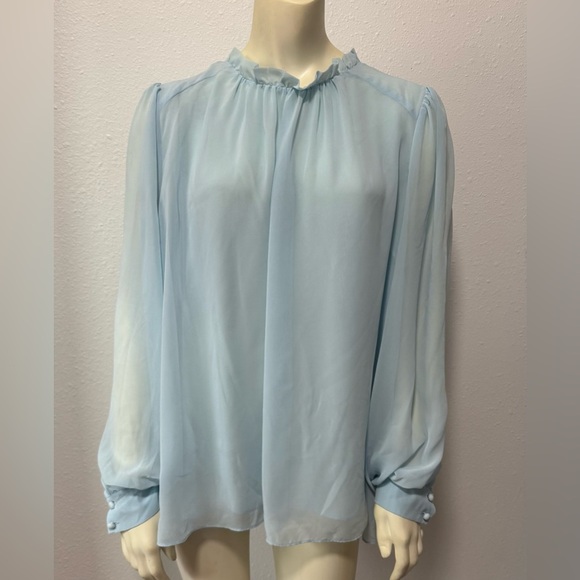 Worthington Tops - Blue Chiffon Blouse in Light Blue